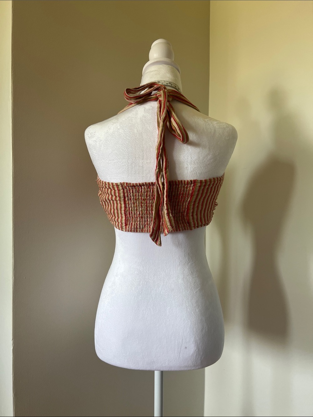 Free People Linen Blend Striped Halter Crop Top Size 12 NWOT - Picture 3 of 5